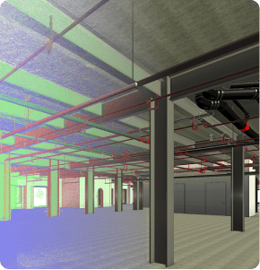 Point cloud to BIM overlay of interior structural and piping systems